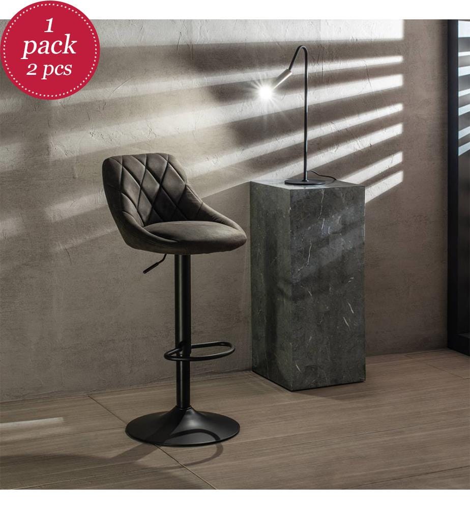 2er-Set Max Mikrofaserhocker 45x50x84/100 cm - Dunkelgrau und Schwarz