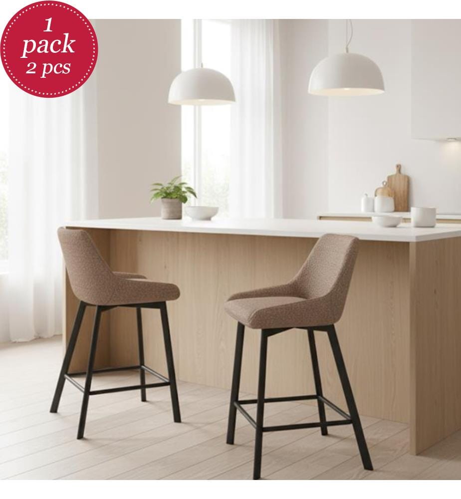 2er-Set Fuchs-Stoffhocker 44x50x94 cm - Beige und Schwarz