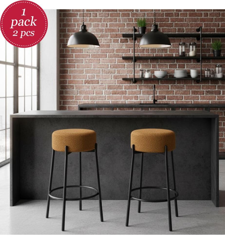 2er-Set Syd Stoffhocker 41x41x67 cm - Ocker und Schwarz