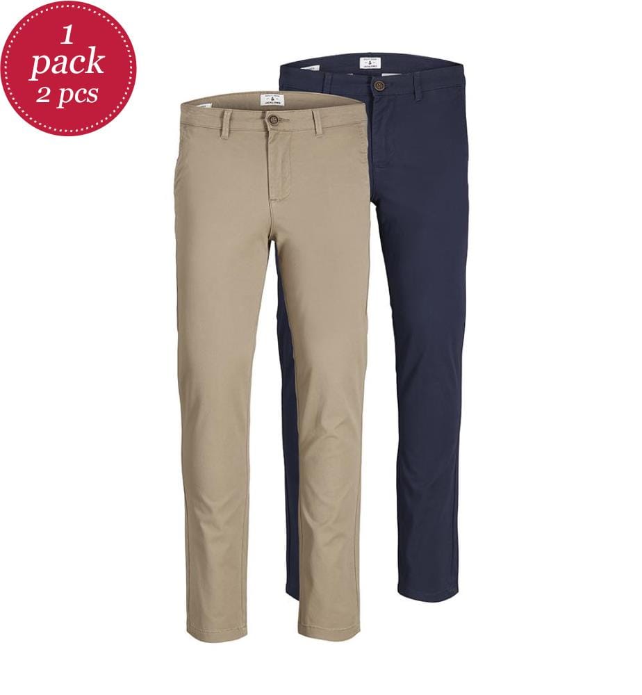 Set di 2 pantaloni - Beige e blu navy