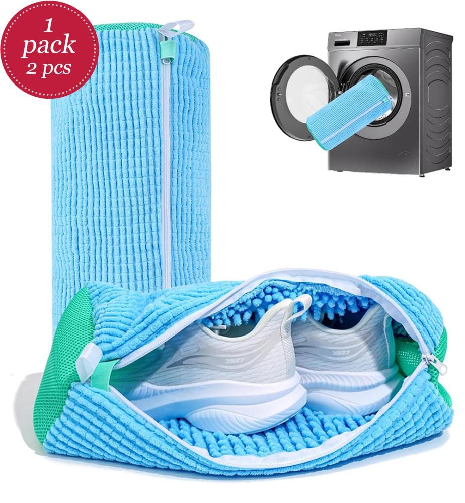 Borsa per il lavaggio delle scarpe: Sacchetto per scarpe da lavare per lavatrice e asciugatrice - 2 pz. sacchetto riutilizzabile per la pulizia delle scarpe - Blu