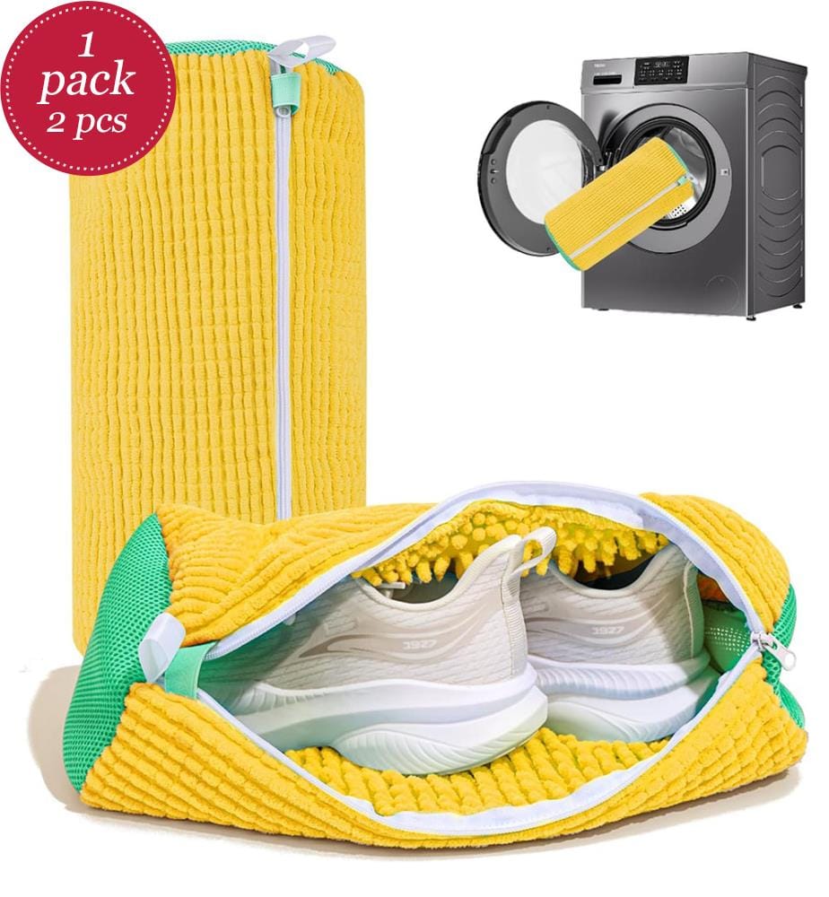 Borsa per il lavaggio delle scarpe: Sacchetto per scarpe da lavare per lavatrice e asciugatrice - 2 pz. Sacchetto riutilizzabile per la pulizia delle scarpe - Giallo