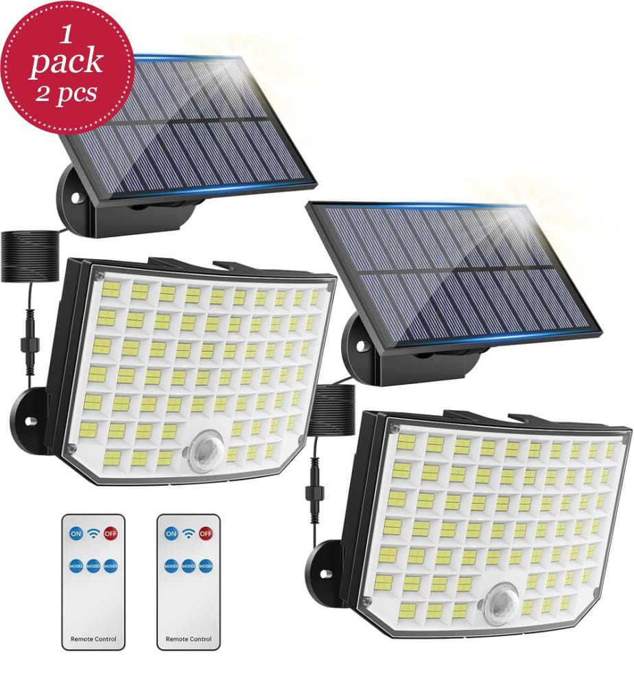 Set mit 2 Aussen-Solarlampen 256 LED 3 Modi IP65 180° - Schwarz