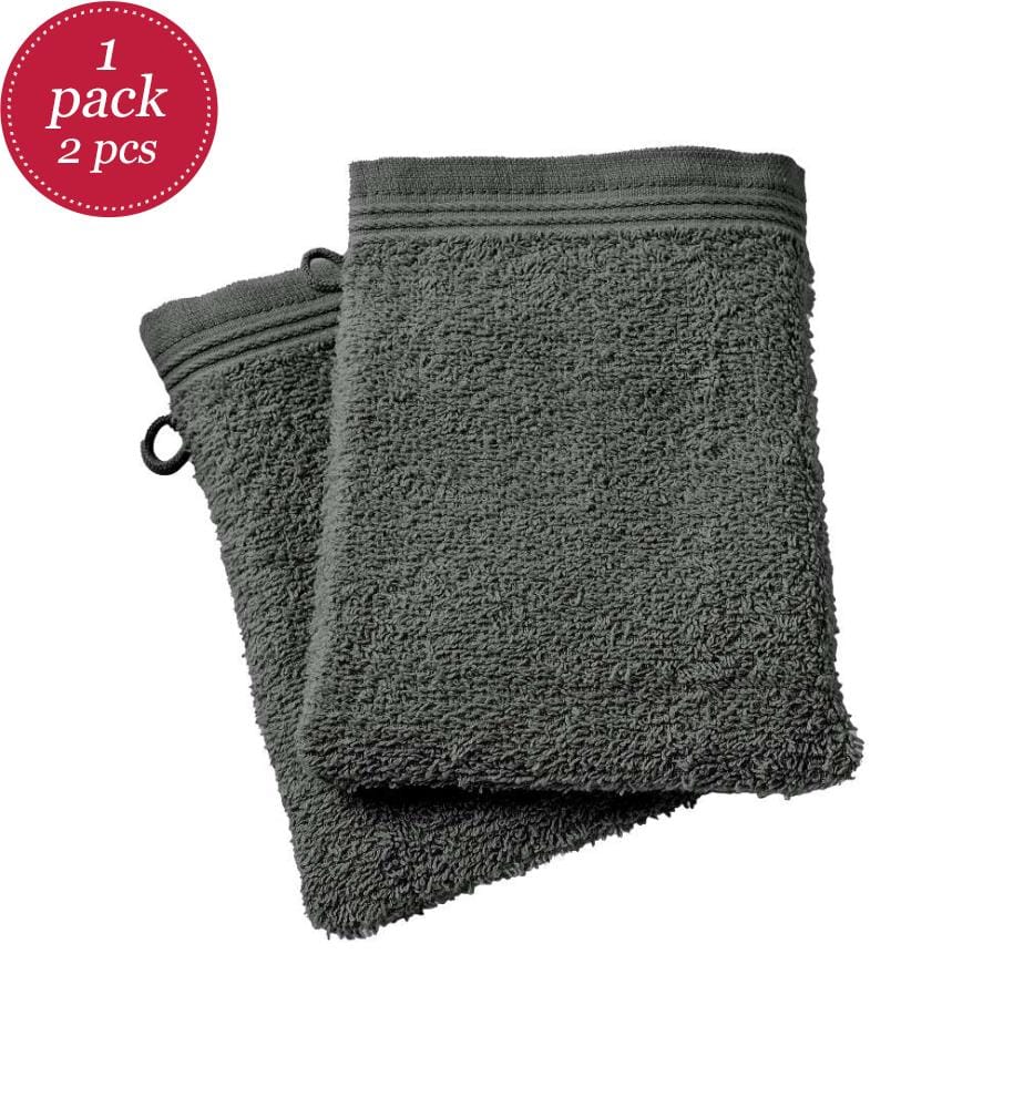 2er-Set Waschhandschuhe Spa 100% Baumwolle 15 x 21 cm Schiefergrau