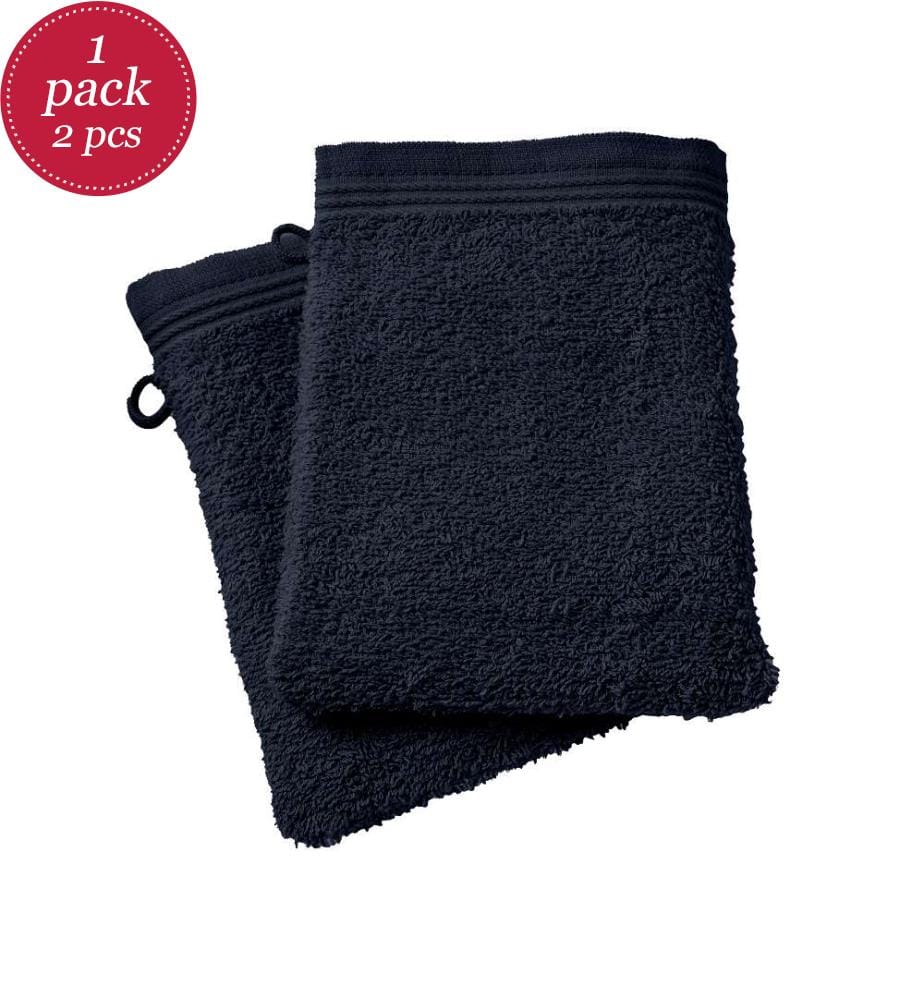 2er-Pack Toilettenhandschuhe Spa 100% Baumwolle 15 x 21 cm Nachtblau