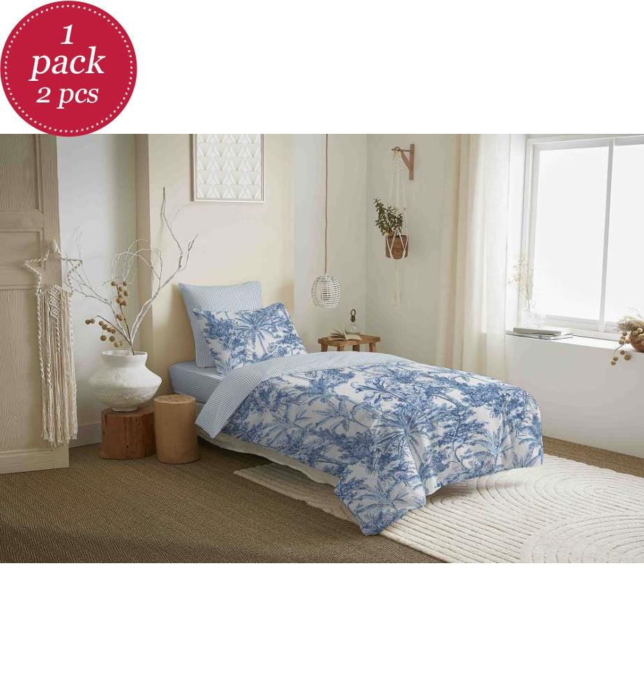 Bettdeckenbezug 140 x 200 cm und Spannbettlaken 90 x 190 cm - Adama Azur