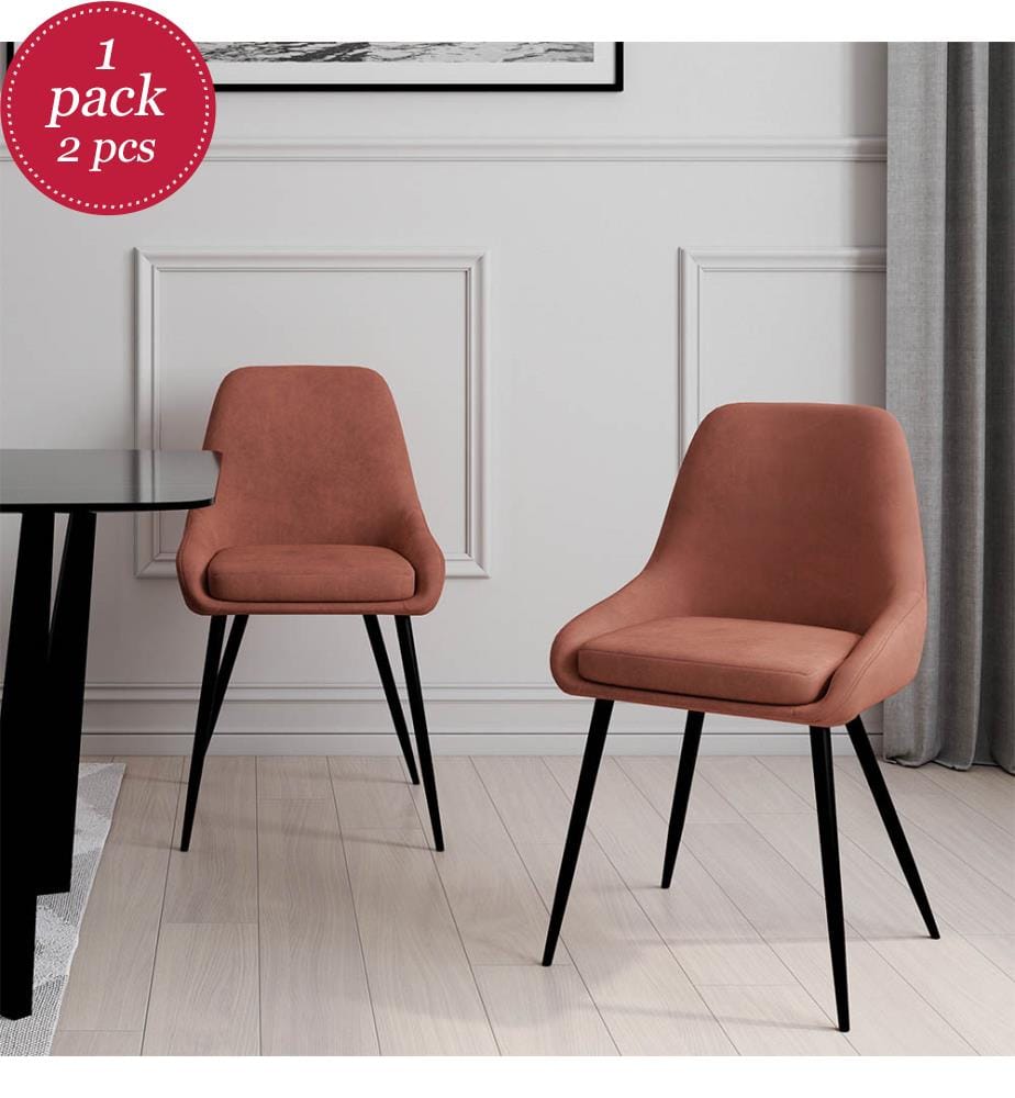 2er-Set Stühle Olivia Sitzfläche Terracotta Beine Metall