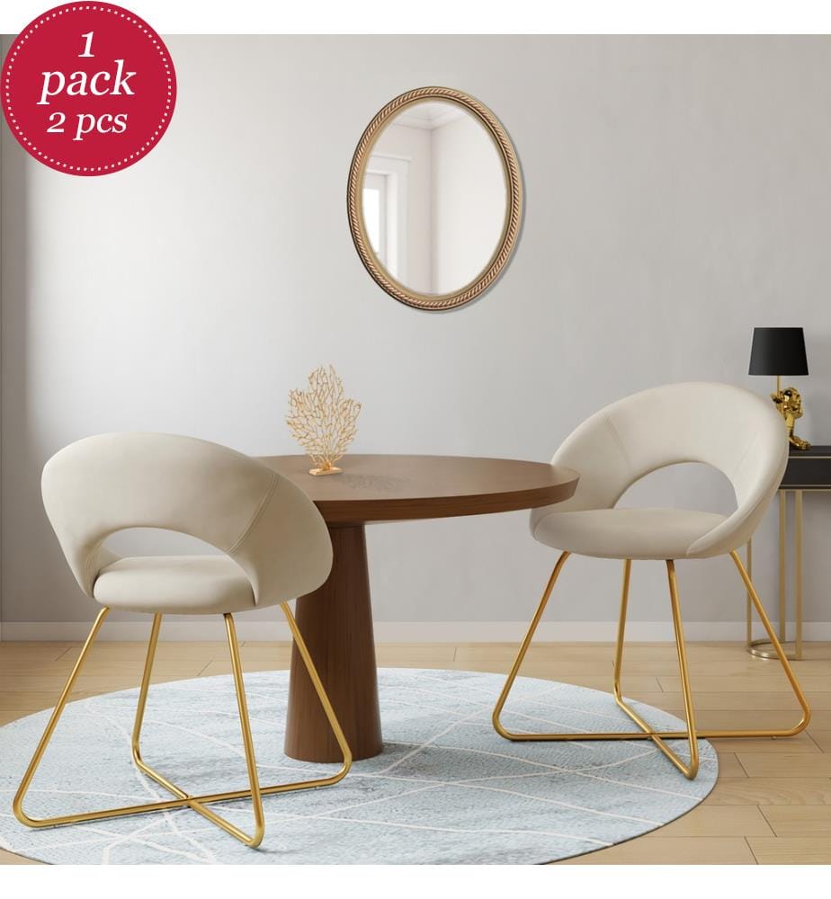 2er-Set Malone Stühle aus Velours - Creme und Gold