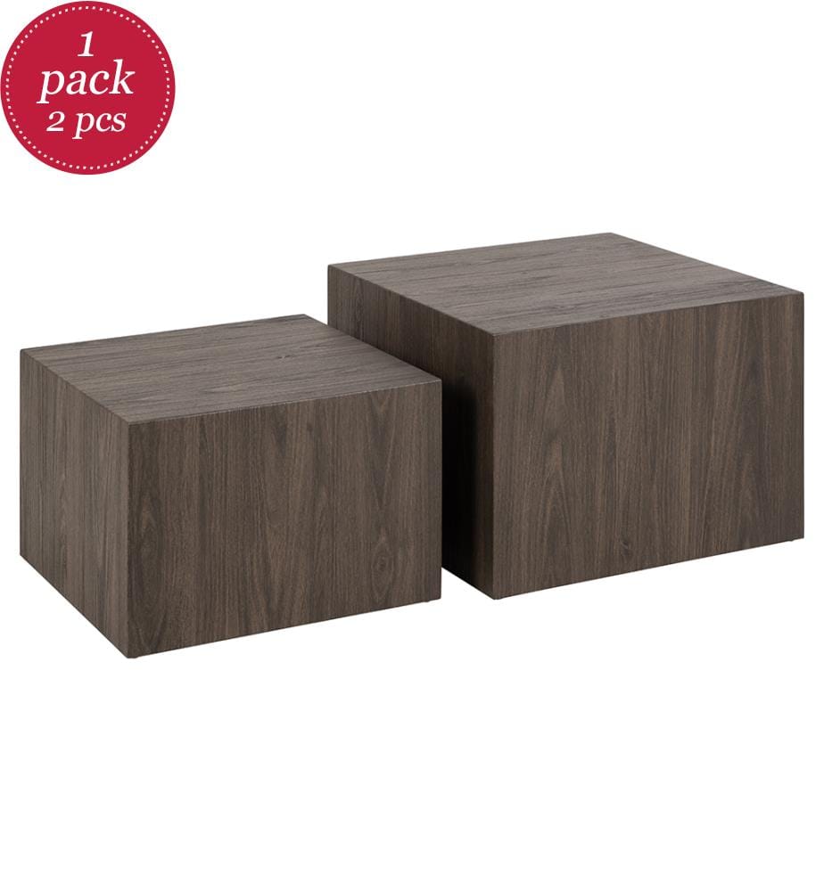 Lot de 2 tables basses Dice, 58 x 58 x 40 cm - Marron