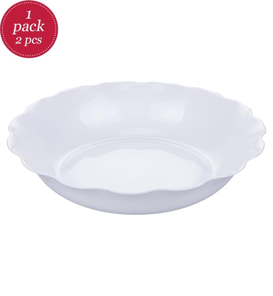 Lot de 2 saladiers - Ø 10 cm / Verre opalin / Scaloppé