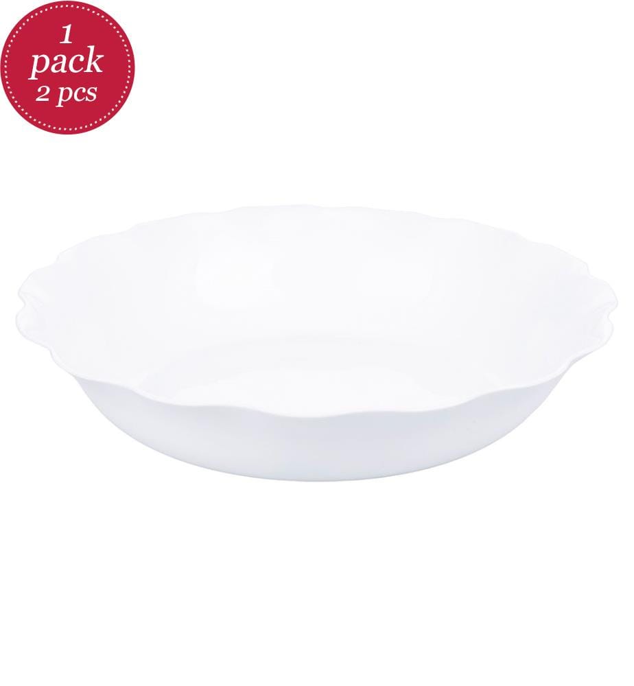 Lot de 2 saladiers - Ø 27,5 x 7 cm / Verre opalin / Scaloppé