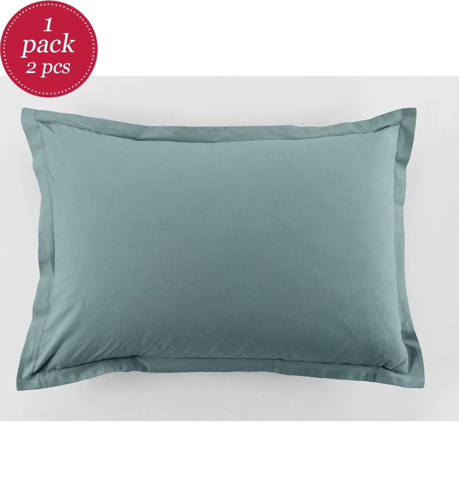 Lot de 2 Taies d'Oreiller 50 x 70 cm - Bleu Canard