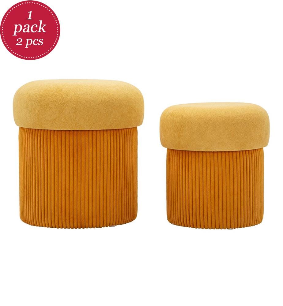 Set di 2 pouf Ø 42 x 44-35 x 37 cm - Senape