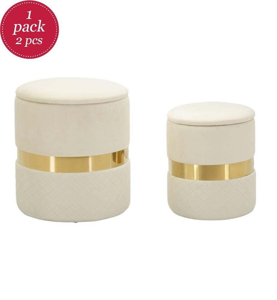 Set di 2 pouf Sheffield, Ø37 x 42 cm e Ø28 x 35 cm - Crema
