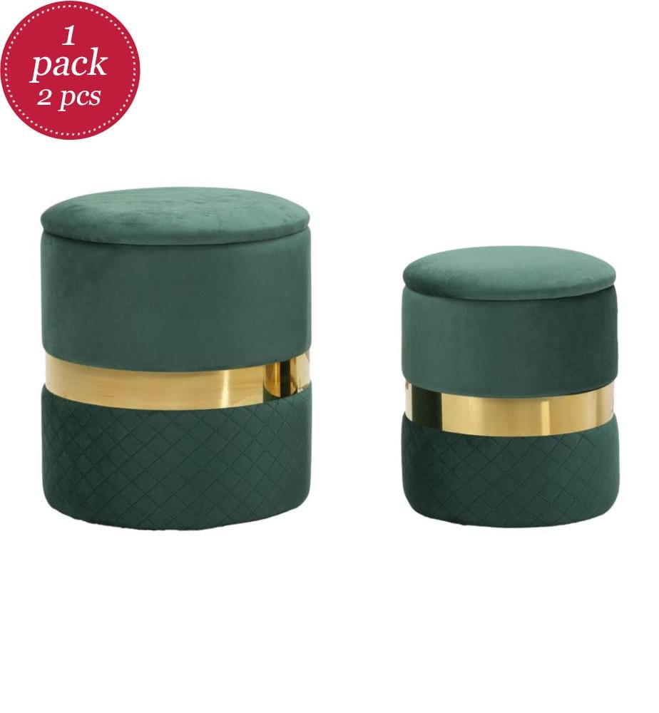 Set di 2 pouf Sheffield, Ø37 x 42 cm e Ø28 x 35 cm - Verde