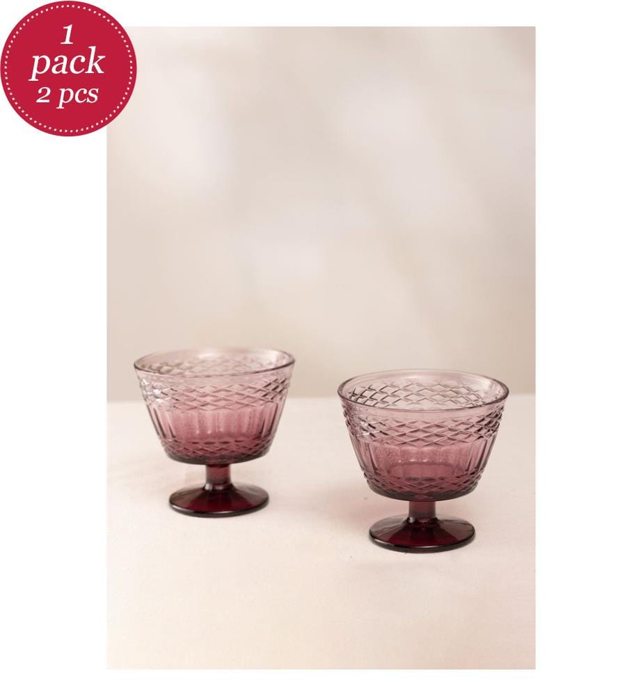 Eisbecher-Set aus Glas (2-teilig) – Burgunderrot