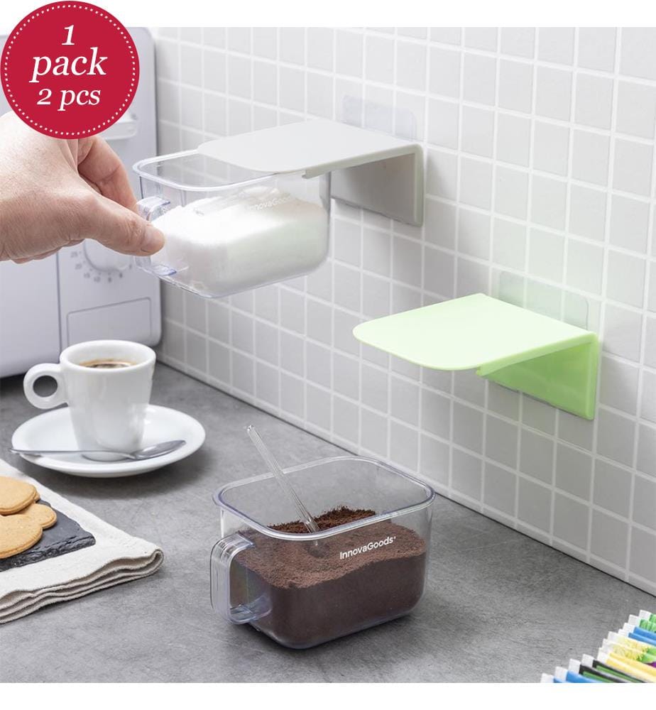 Handstore selbstklebende abnehmbare Küchenbehälter 2er-Pack - Grün und Grau
