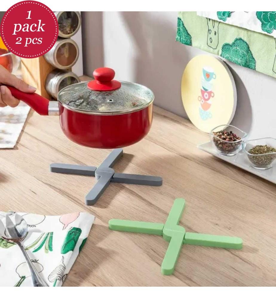 Sottopentola individuale pieghevole in silicone Folvet 2 unità - Verde grigio