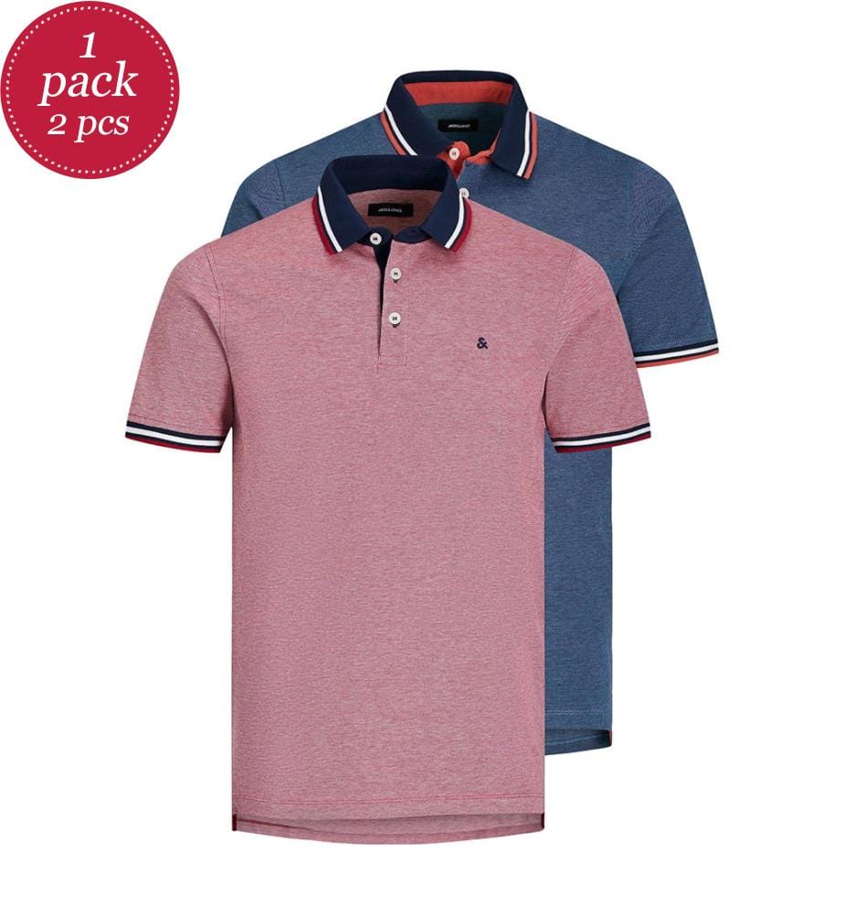 2er-Pack Poloshirts Paulos - Rot und Blau
