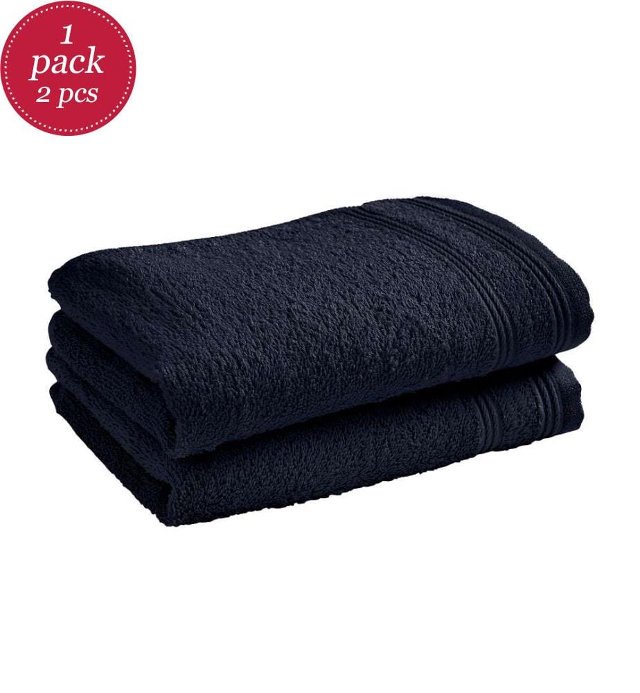 Lot de 2 Serviettes Invite Eponge 100% Coton Spa 30 x 50 cm Bleu Nuit