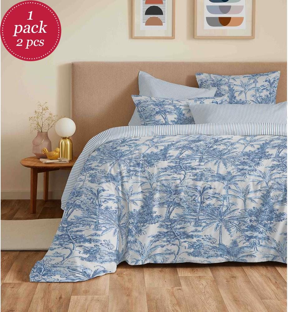 Bettdeckenbezug 220 x 240 cm und Spannbettlaken 140 x 190 cm - Adama Azur