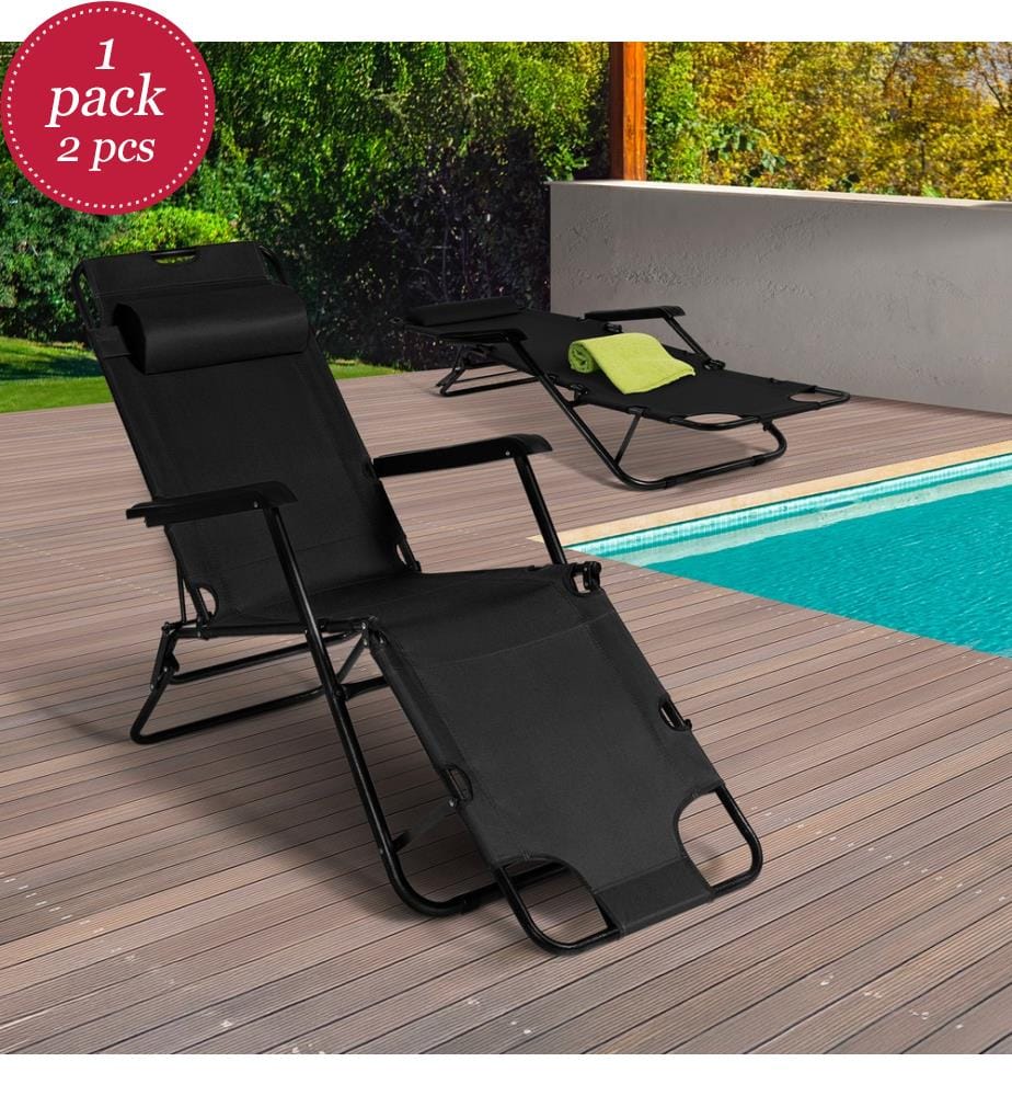 Lot de 2 Fauteuils rela x 2 en 1 noirs