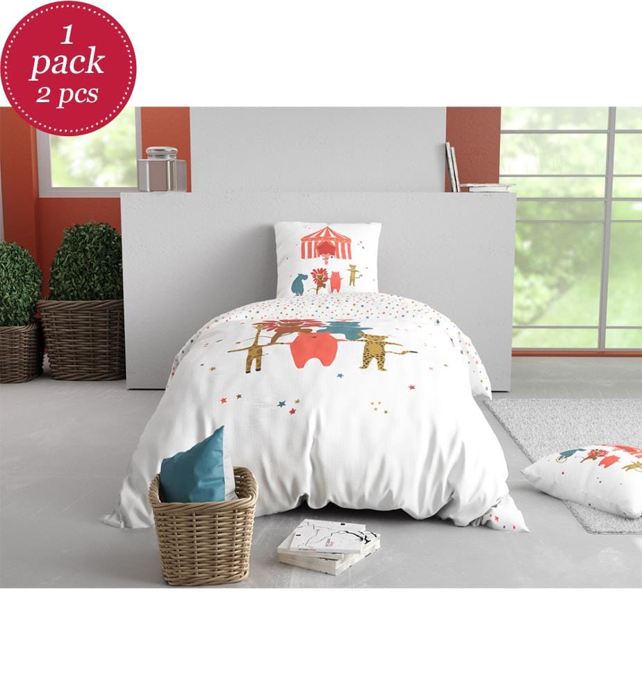 Parure Housse de Couette 2 Pièces 140 x 200 cm Circus - Blanc