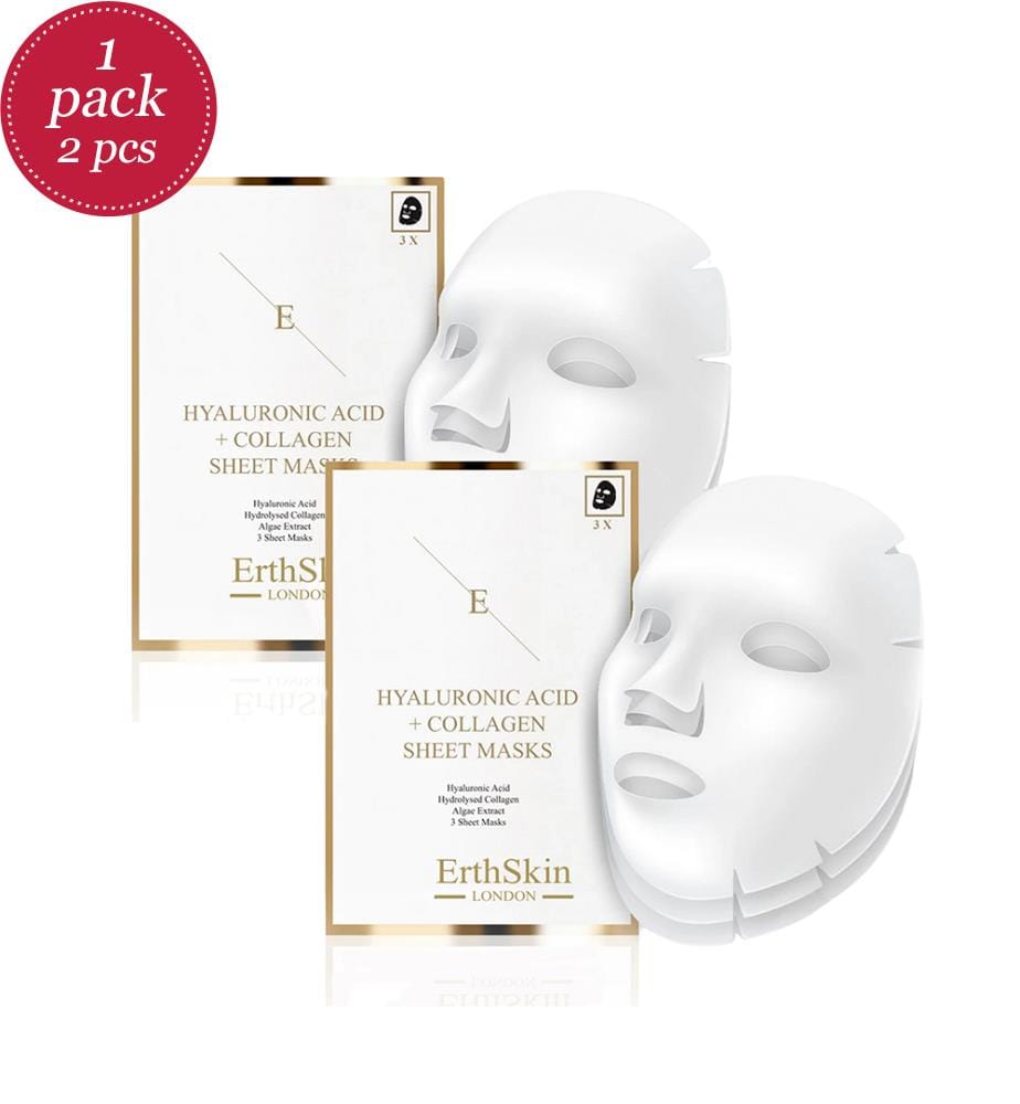 Lot de 2 Masque à l'acide hyaluronique et au collagène 3 feuilles