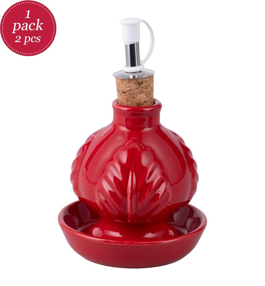 Set di 2 bottiglie di olio Pumo con piattino - Assortito