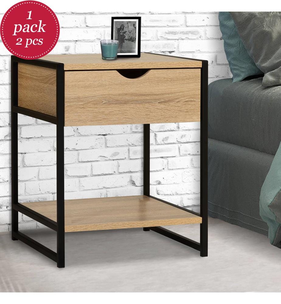 Set di 2 Comodini Memphis 40 x 40 x 50 cm - Marrone e Nero