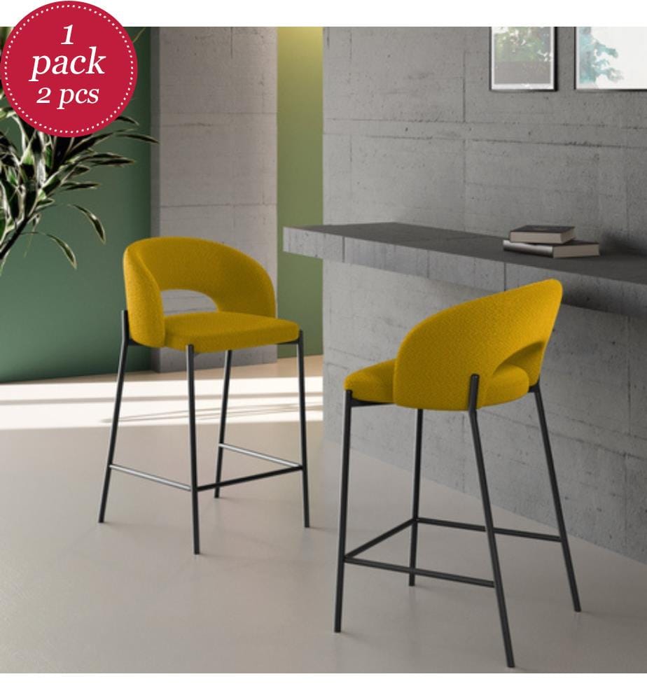 2er-Set Greta Stoffhocker 52x50x89 cm - Gelb und Anthrazit