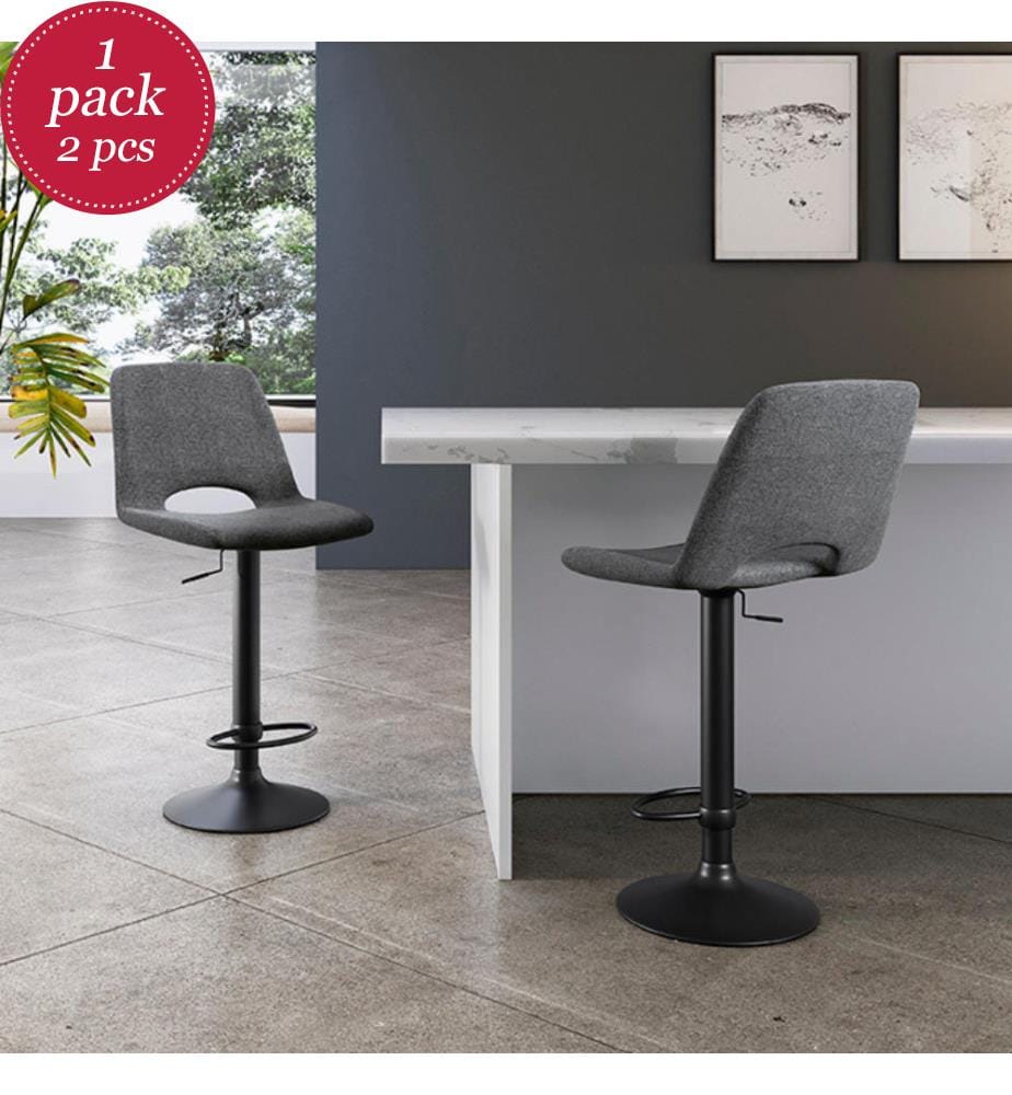 2er-Set Alex Stoffhocker 52x45x89/104 cm - Grau und Schwarz