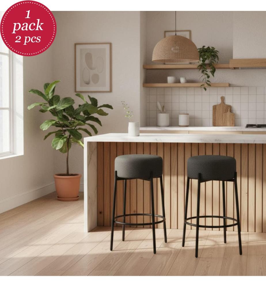 2er-Set Syd Stoffhocker 41x41x67 cm - Dunkelgrau und Schwarz