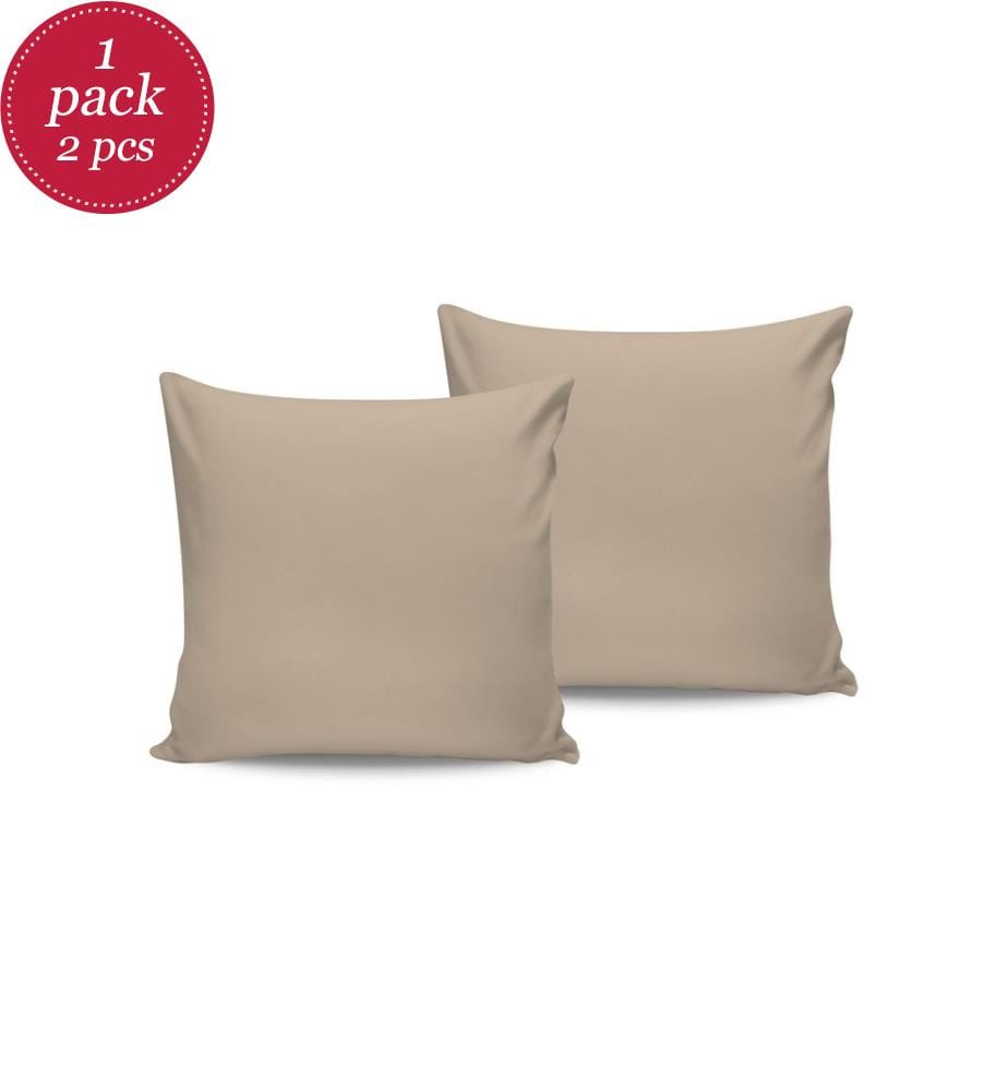 Set di federe in raso, 2 pezzi, beige, 100% raso di cotone