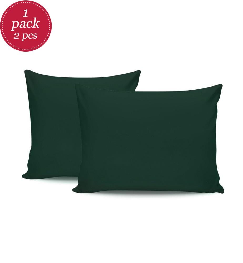 Ensemble de 2 taies d'oreiller, vert foncé, 100 % coton RANFORCE