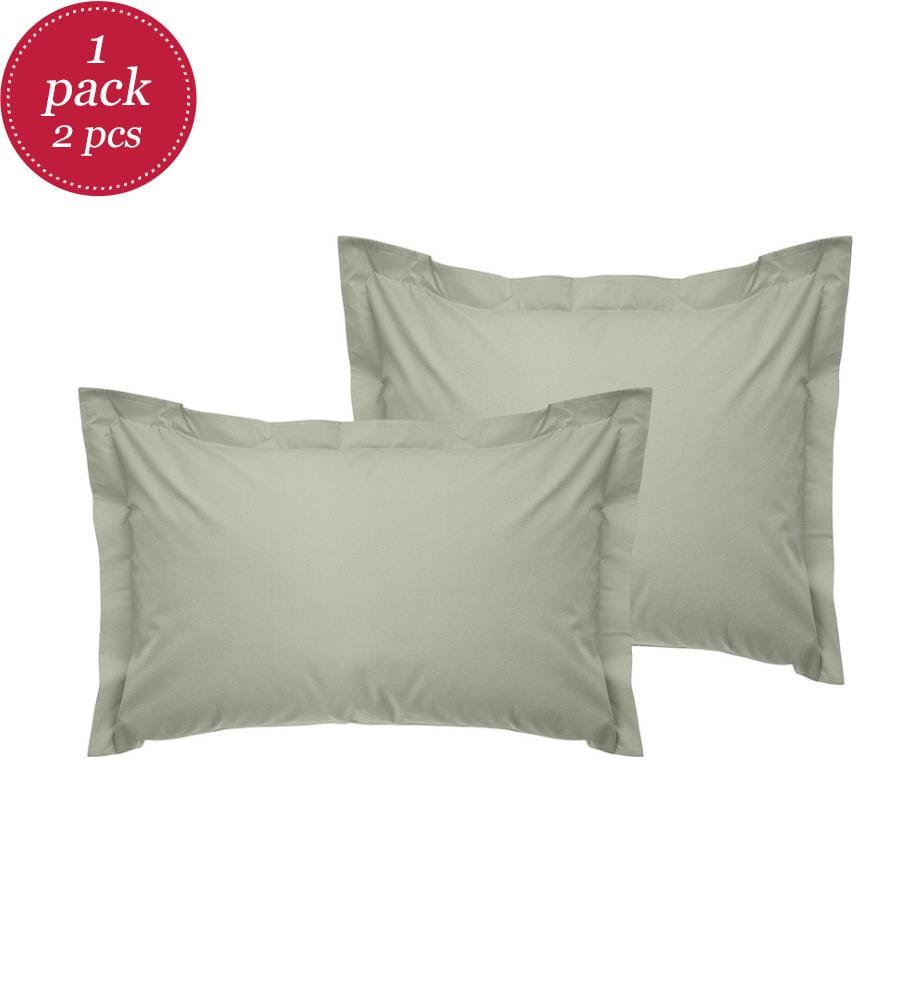 Ensemble de 2 taies d'oreiller Oxford, vertes, 100 % coton RANFORCE