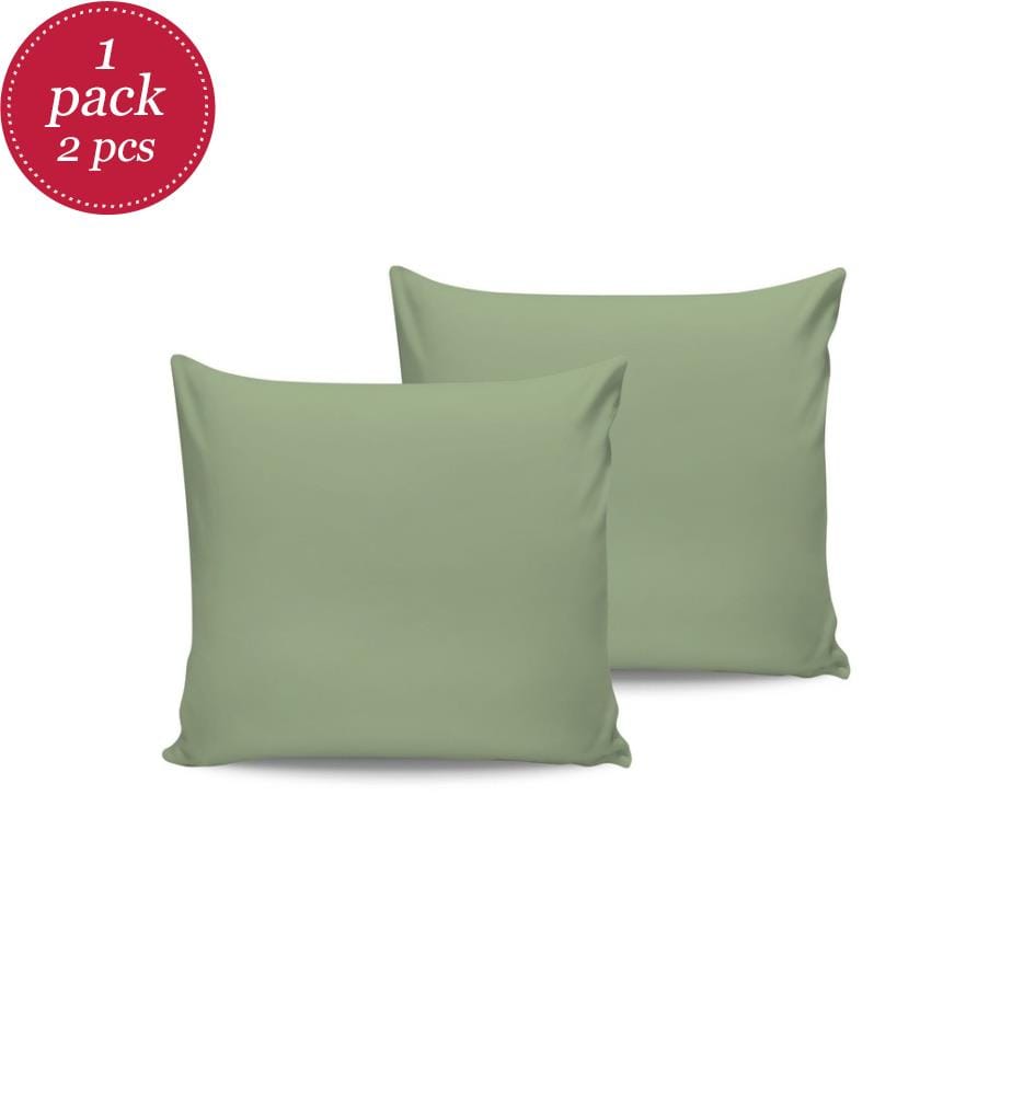 Ensemble de 2 taies d'oreiller, vert clair, 100 % coton Ranforce