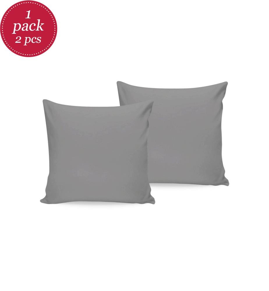 Ensemble de 2 taies d'oreiller, gris foncé, 100 % coton Ranforce