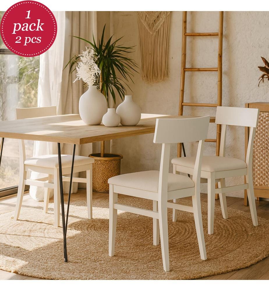 2er-Set Monaco Lackierte Holzstühle 44x45x82 cm - Weiss