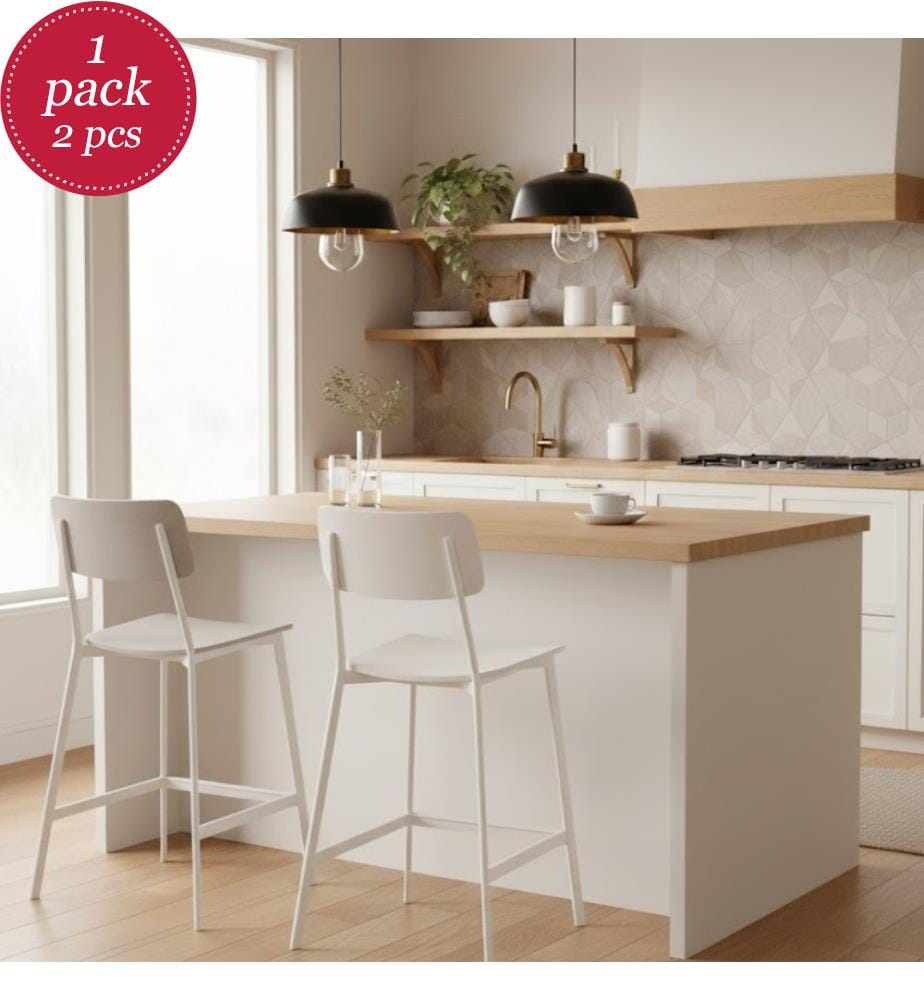 2er-Set Woody Lackierte Holzhocker 51x51x97 cm - Weiss