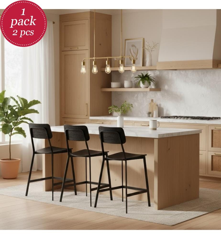 2er Set Woody Lackierte Holzhocker 51x51x97 cm - Rücken