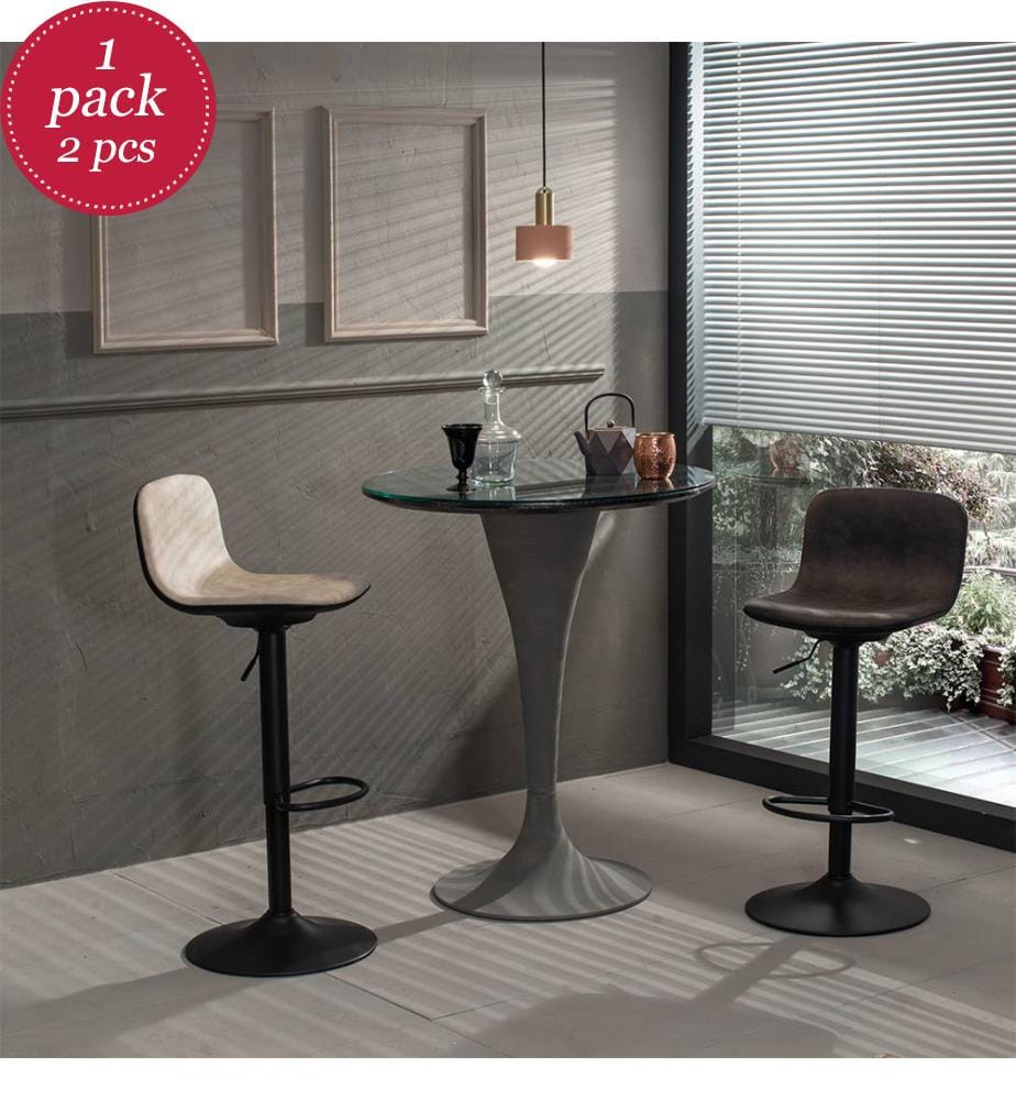 2er-Set Teo Mikrofaser-Hocker 39x45x86/102 cm - Dunkelgrau und Schwarz