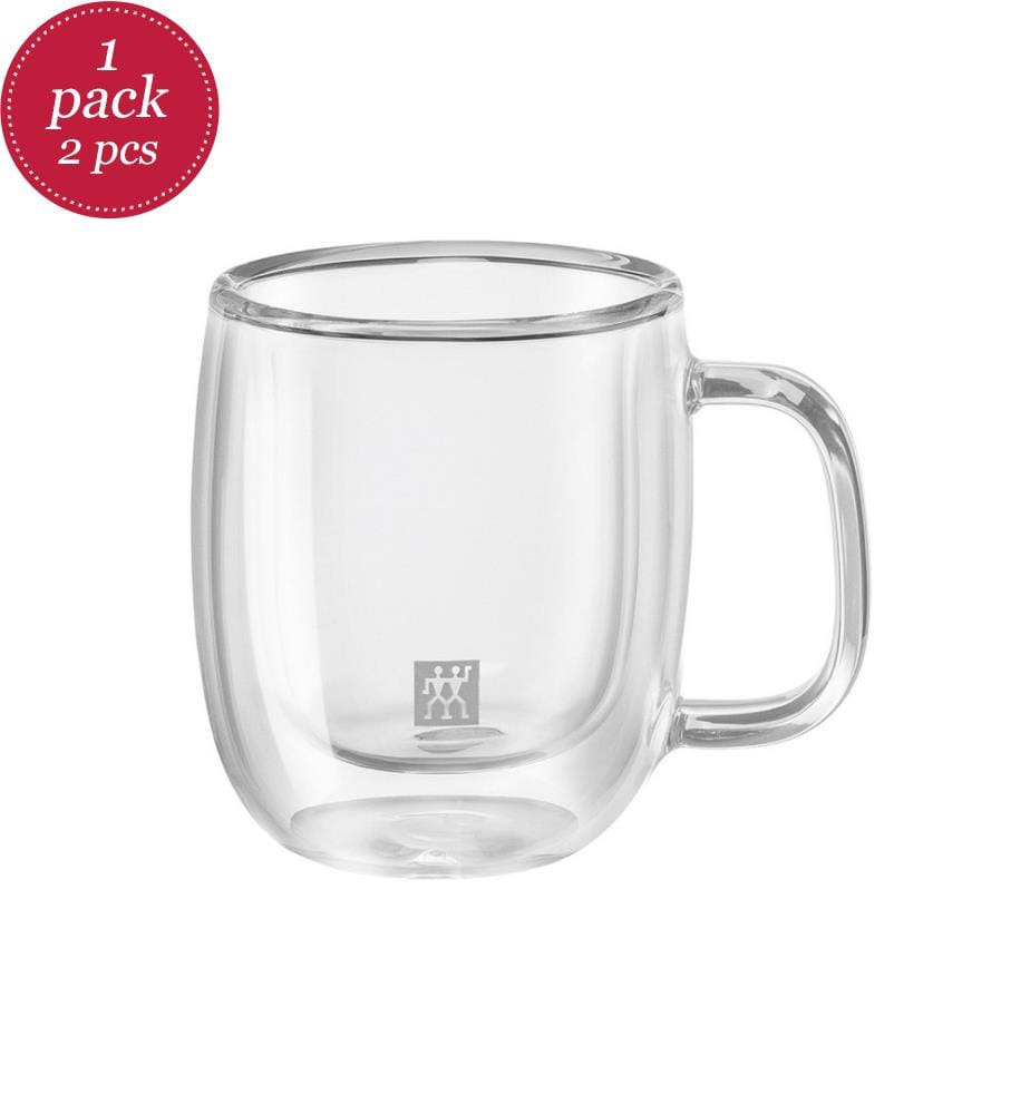 Sorrento Plus Espressogl. doppelw. m. Henkel 2er Set 80 ml