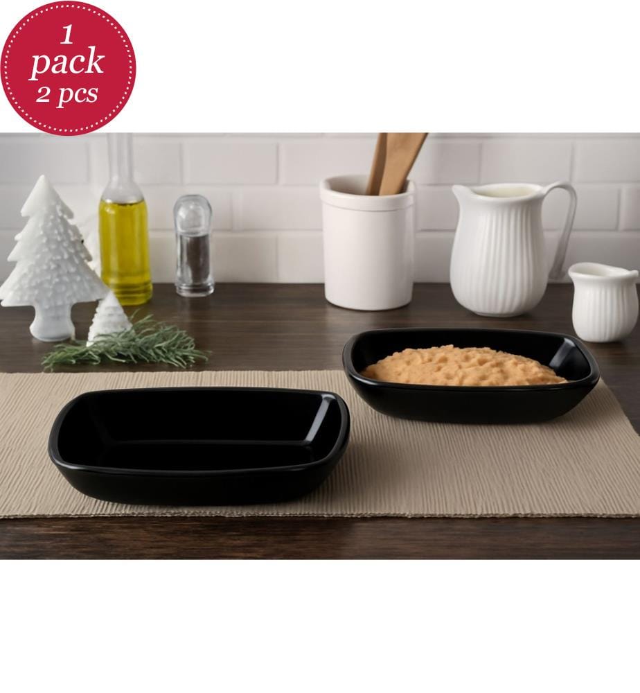 Set of 2 Glass Bowls - Black