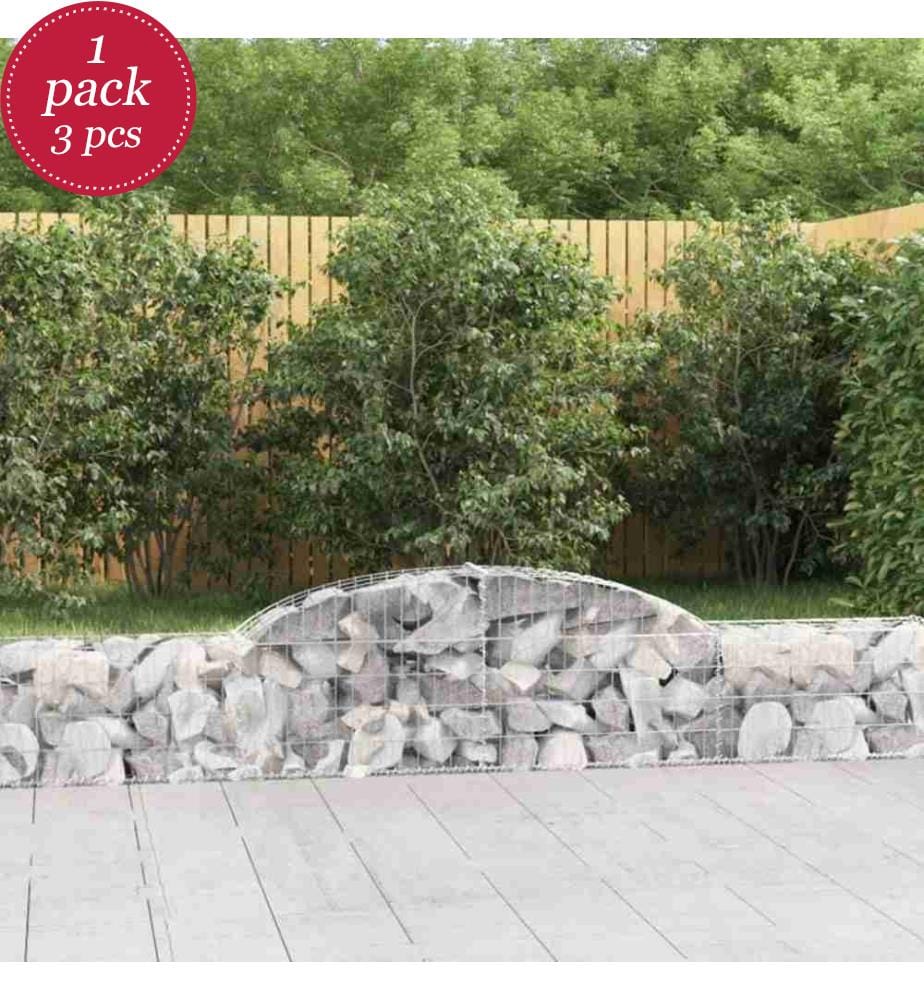Paniers à gabions arqués 3 pcs 300x30x40/60 cm fer galvanisé