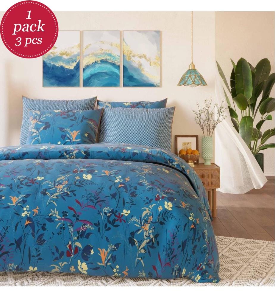 Duvet 240 x 220 cm + 2 Pillowcases 65 x 65 cm - Blue