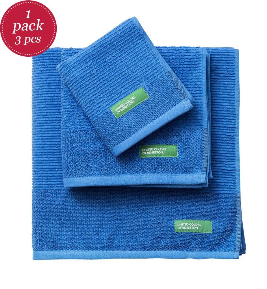 Lot de 3 serviettes (30x50 cm, 50x90 cm, 70x140 cm) - Bleu