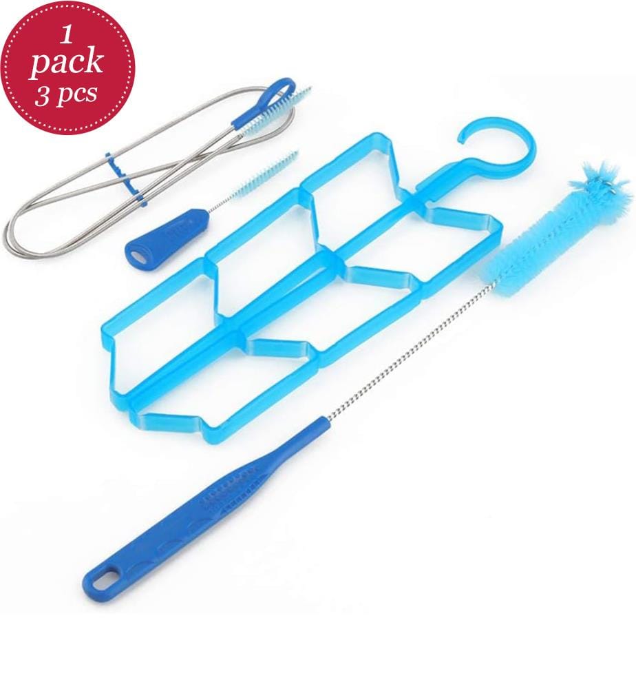 Tragbarer Trinkbeutel Wasserreinigungsset, Bürstentrockenständer zum einfachen Reinigen und Trocknen - Blau