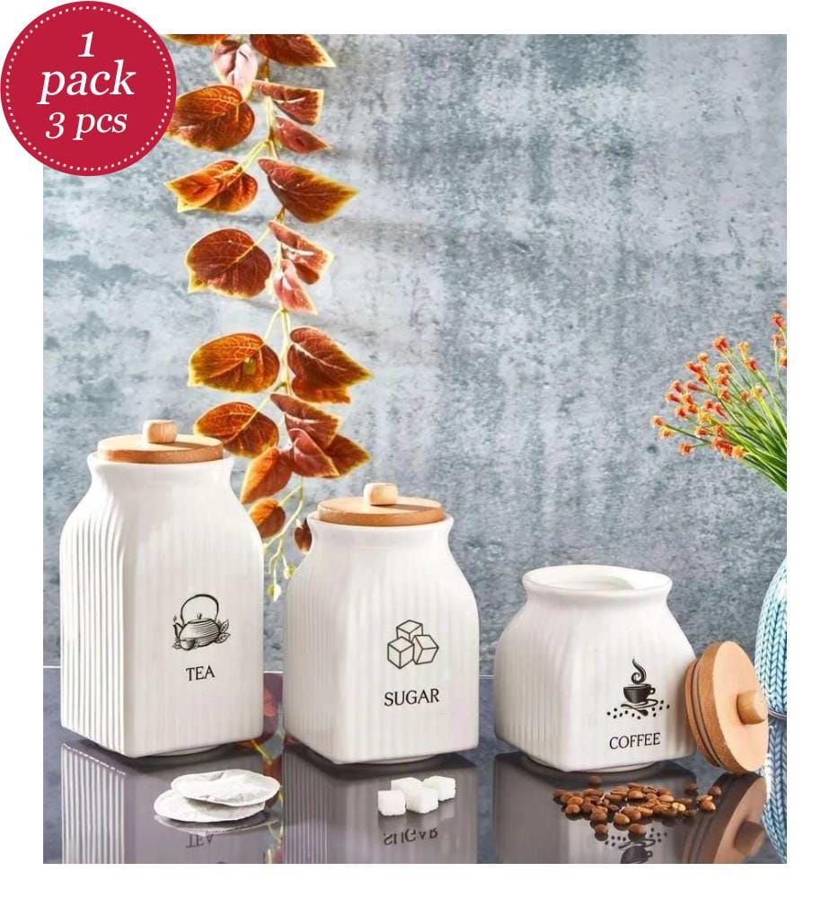 Lot de 3 bocaux - Blanc