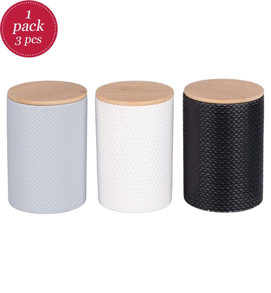 Lot de 3 pots cercle - Noir / Blanc / Gris